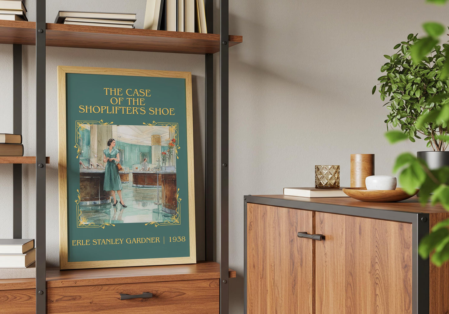 The Case Of The Shoplifter's Shoe by Erle Stanley Gardner Descriptive Poster Print.Free Delivery Wall Art Author&Blurb Book Artwork Novel