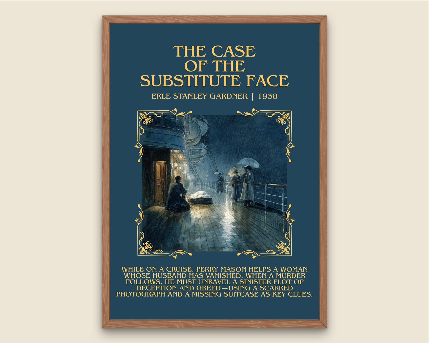 The Case Of The Substitute Face by Erle Stanley Gardner Descriptive Poster Print.Free Delivery Wall Art Author&Blurb Book Artwork Novel