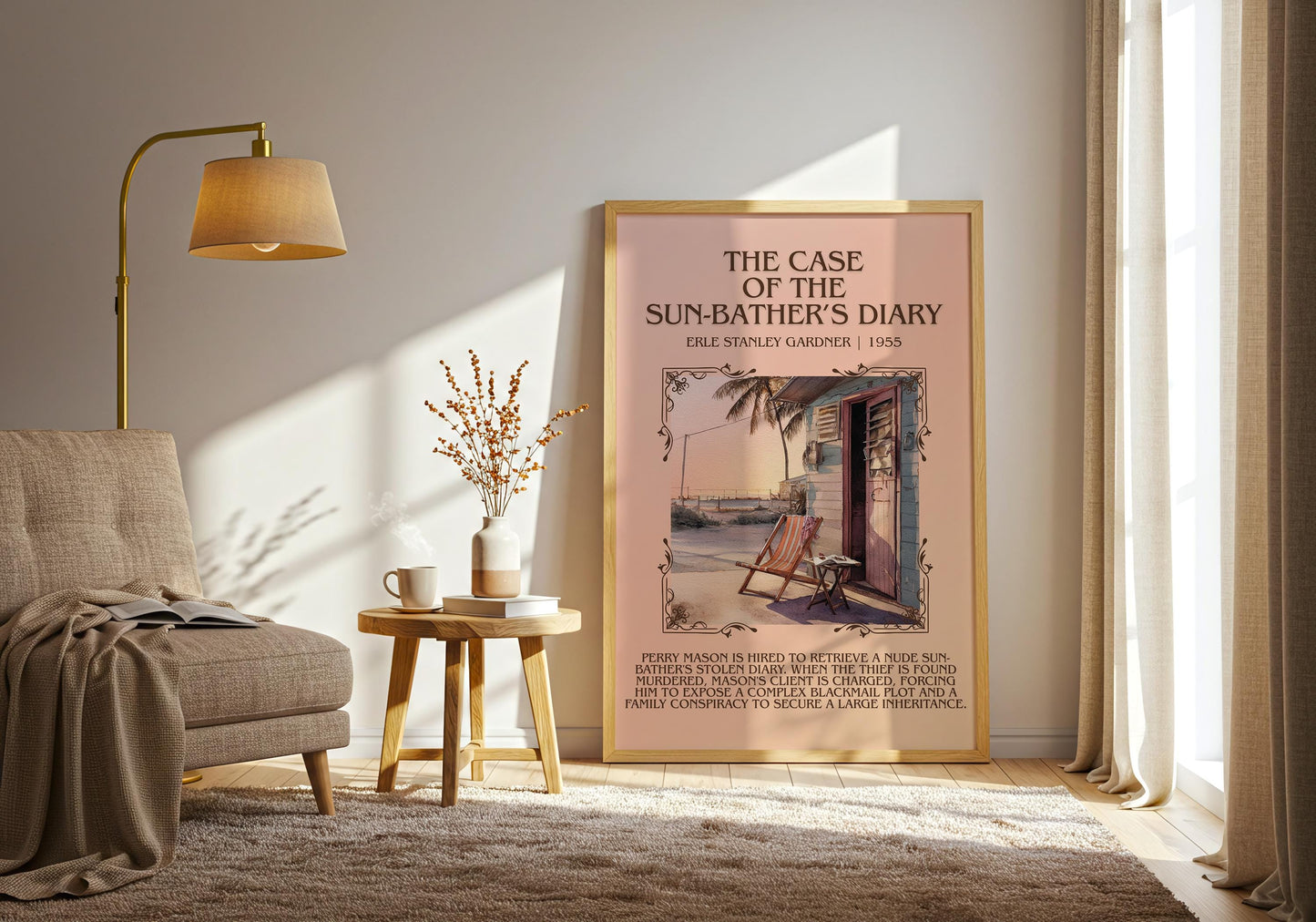 The Case Of The Sun-Bather's Diary by Erle Stanley Gardner Descriptive Poster Print.Free Delivery Wall Art Author&Blurb Book Artwork Novel