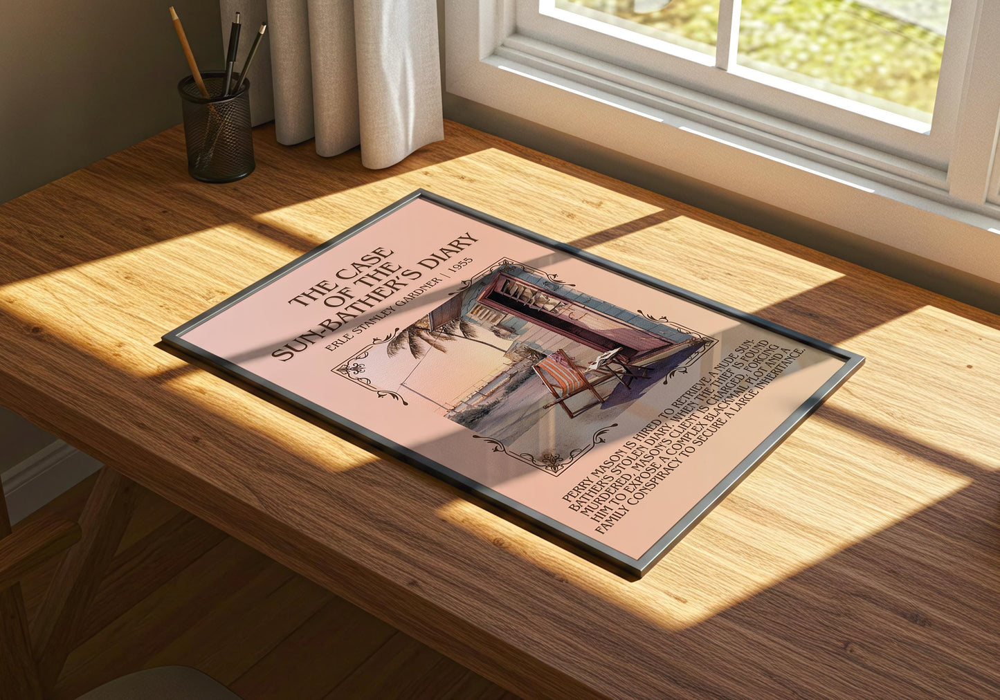 The Case Of The Sun-Bather's Diary by Erle Stanley Gardner Descriptive Poster Print.Free Delivery Wall Art Author&Blurb Book Artwork Novel