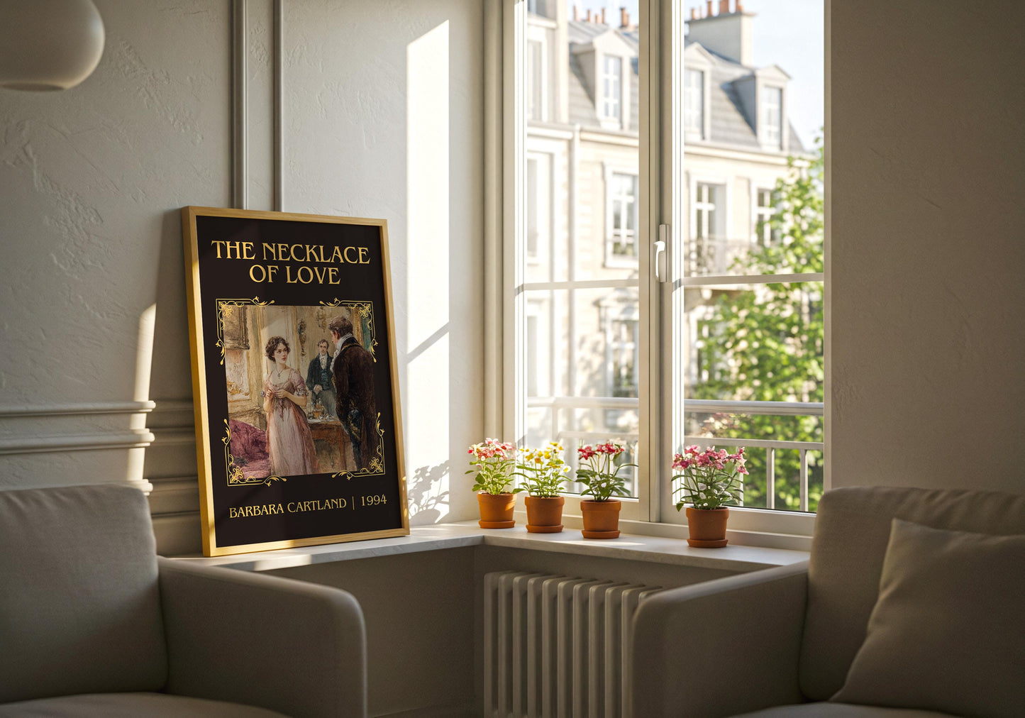 The Necklace Of Love by Barbara Cartland Descriptive, High Quality Poster Print.Free Delivery Wall Art. Author&Blurb Book Nook Library