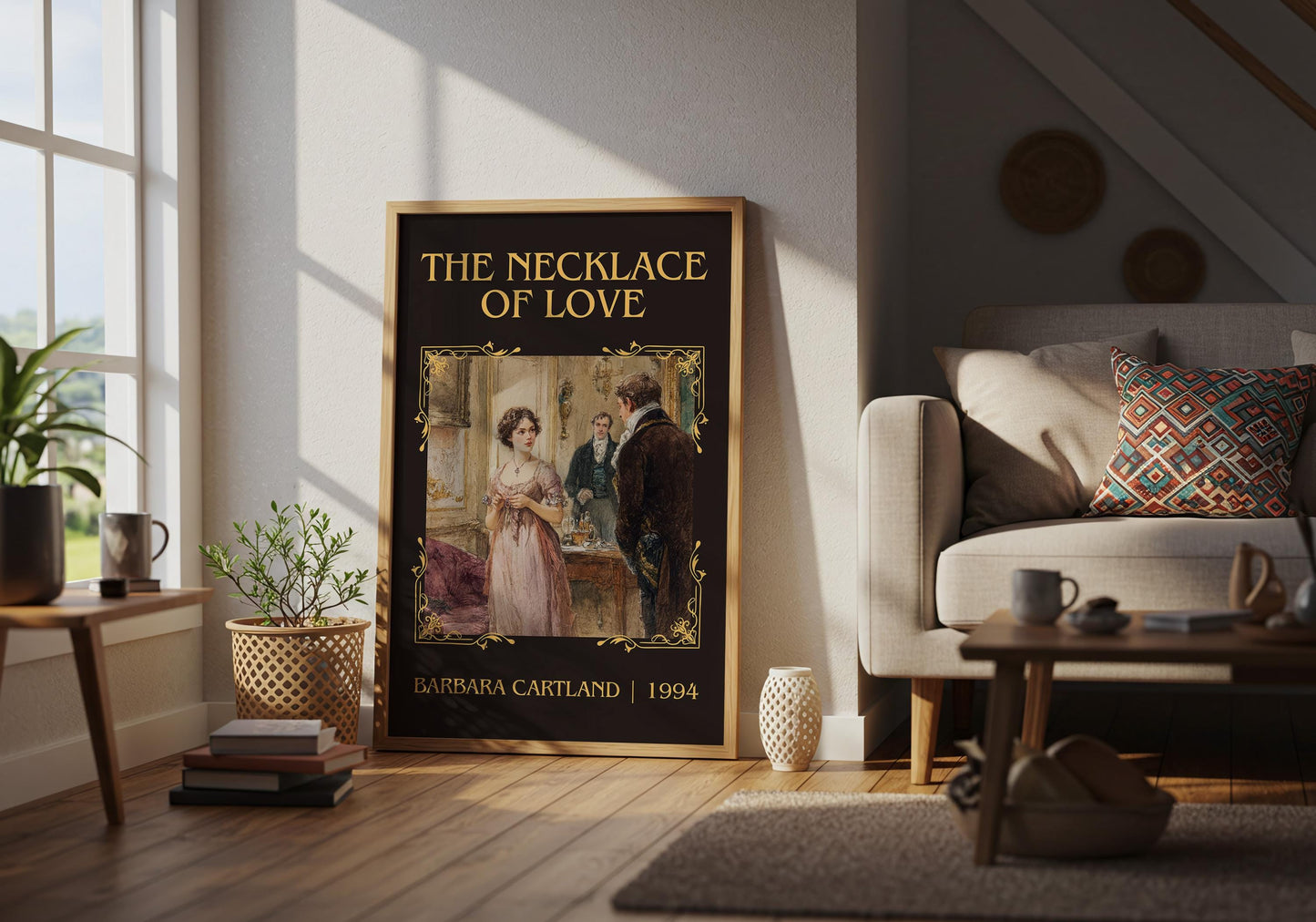 The Necklace Of Love by Barbara Cartland Descriptive, High Quality Poster Print.Free Delivery Wall Art. Author&Blurb Book Nook Library