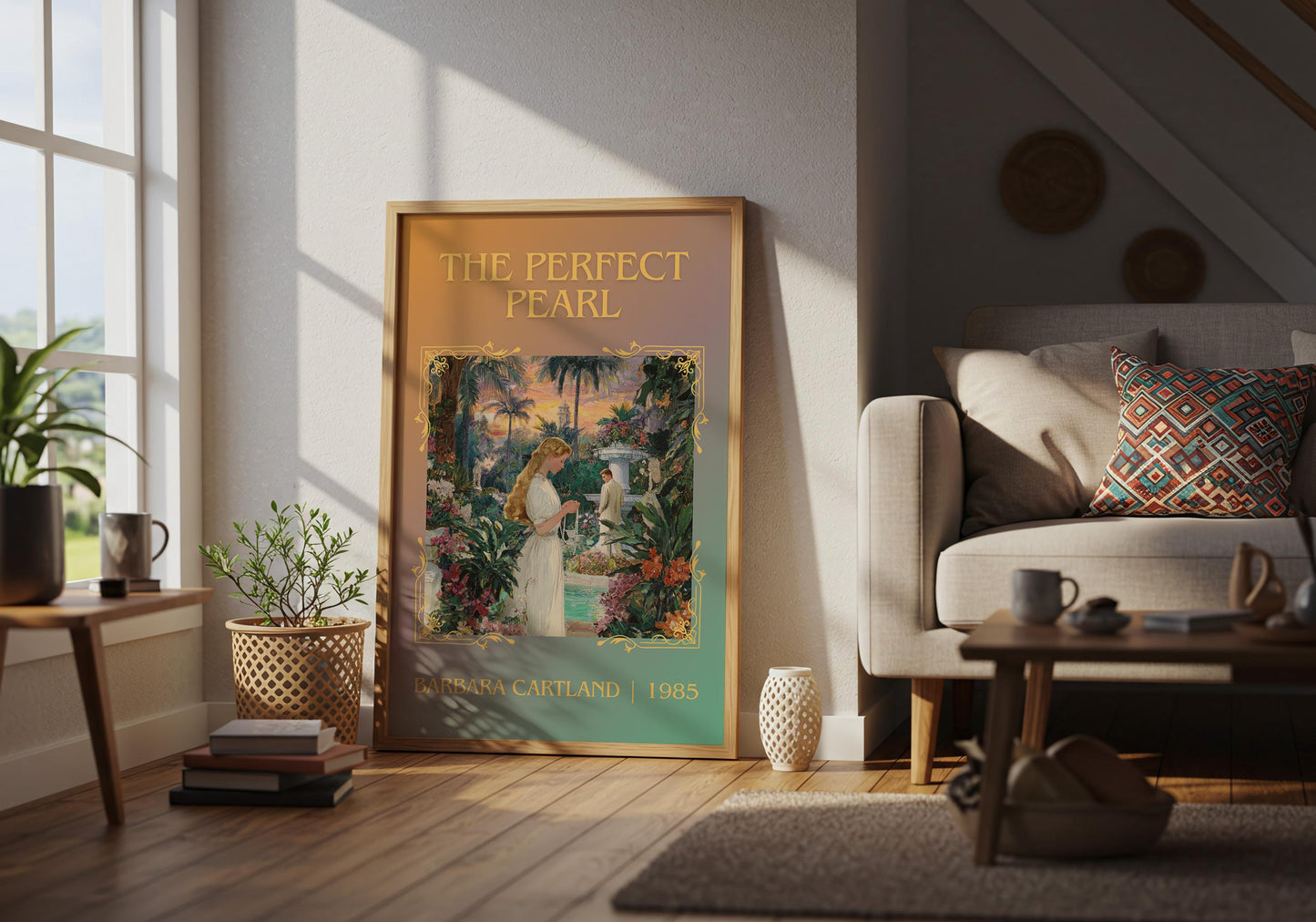 The Perfect Pearl by Barbara Cartland Descriptive, High Quality Poster Print.Free Delivery Wall Art. Author&Blurb Book Nook Library Gift