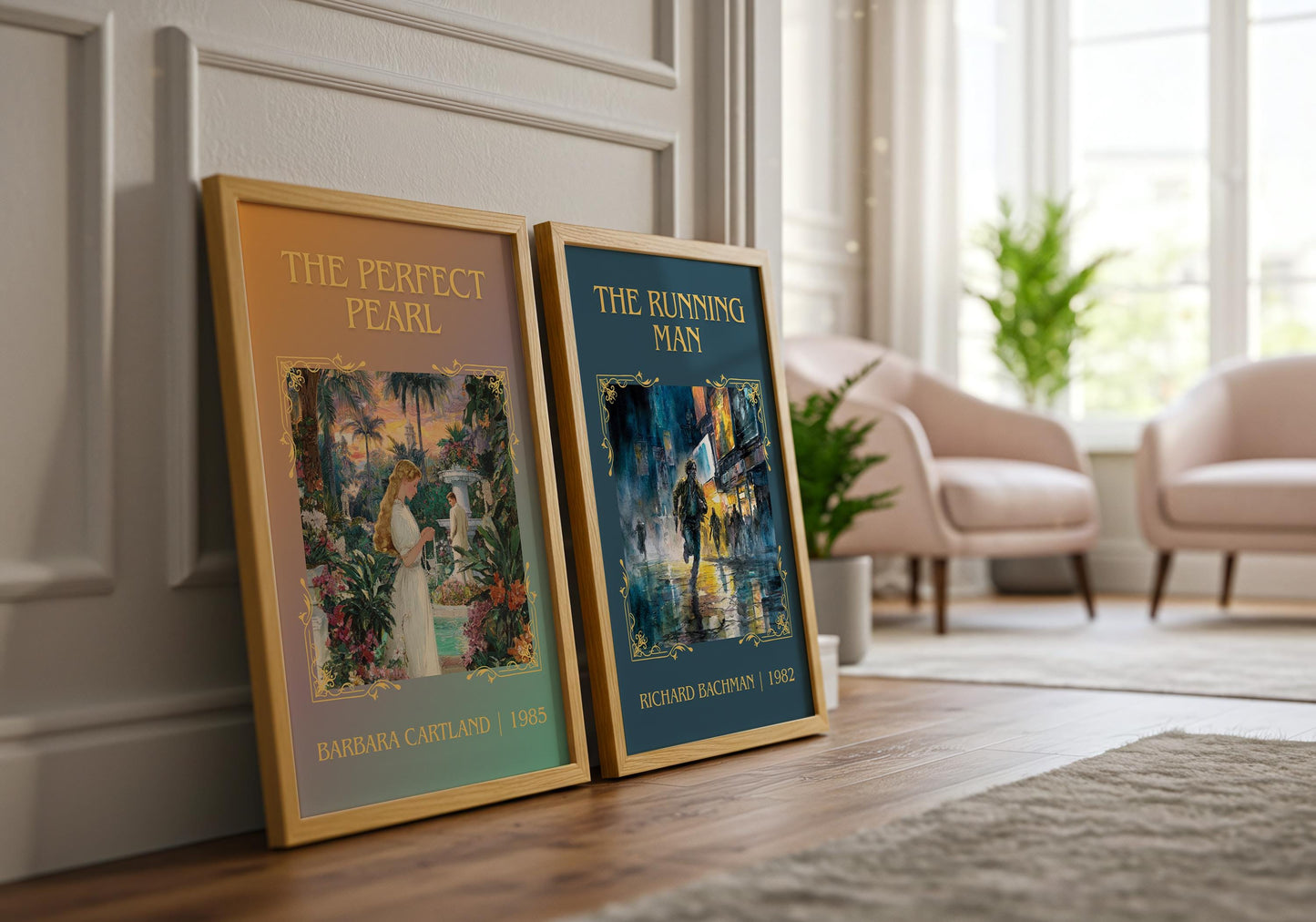 The Running Man by Barbara Cartland Descriptive, High Quality Poster Print.Free Delivery Wall Art. Author&Blurb Book Nook Library Gift