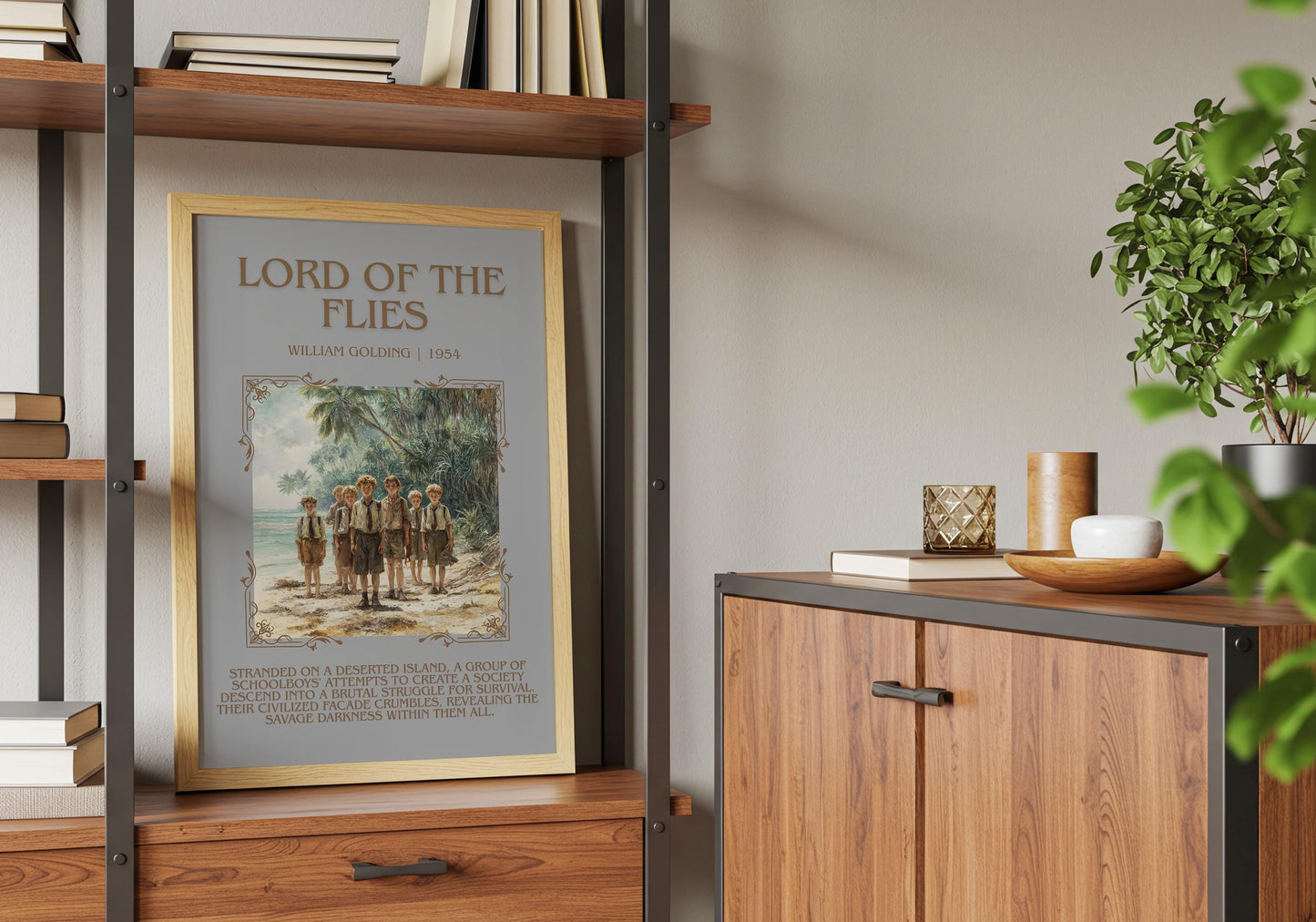 Lord Of The Flies by William Golding Descriptive, High Quality Poster Print.Free Delivery Wall Art. Author&Blurb Book Nook Library Gift