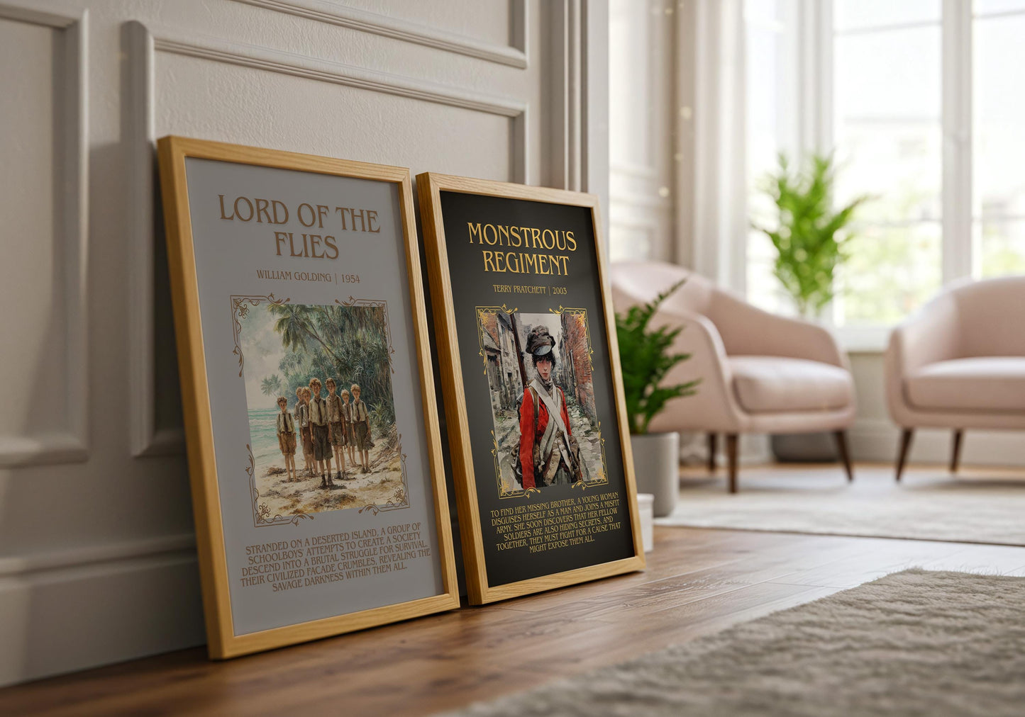 Monstrous Regiment by Terry Pratchett Descriptive, High Quality Poster Print.Free Delivery Wall Art. Author&Blurb Book Nook Library Gift