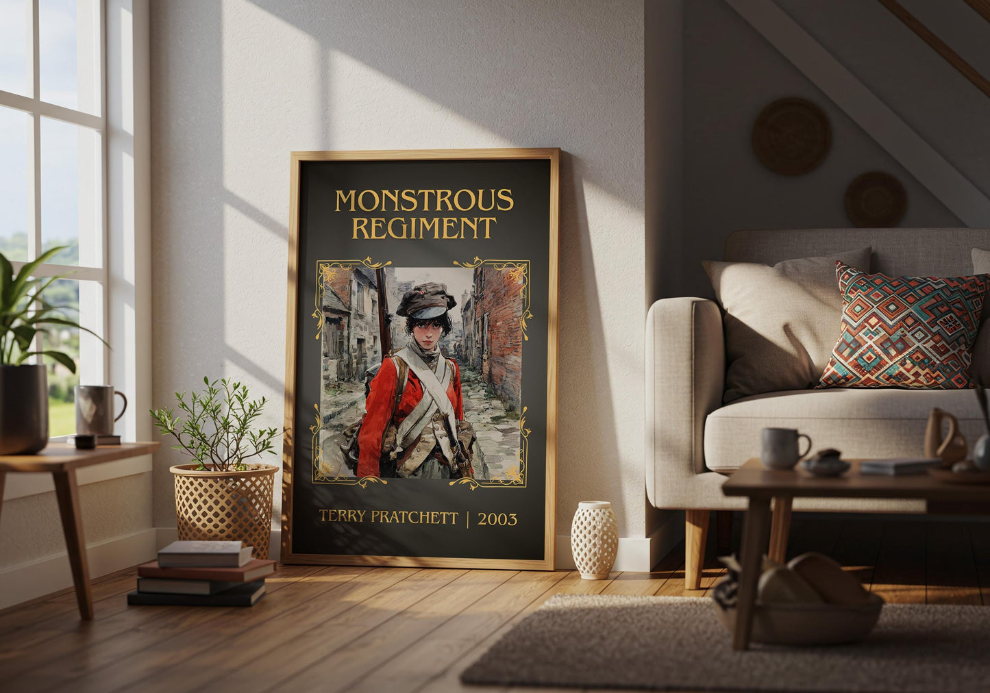 Monstrous Regiment by Terry Pratchett Descriptive, High Quality Poster Print.Free Delivery Wall Art. Author&Blurb Book Nook Library Gift