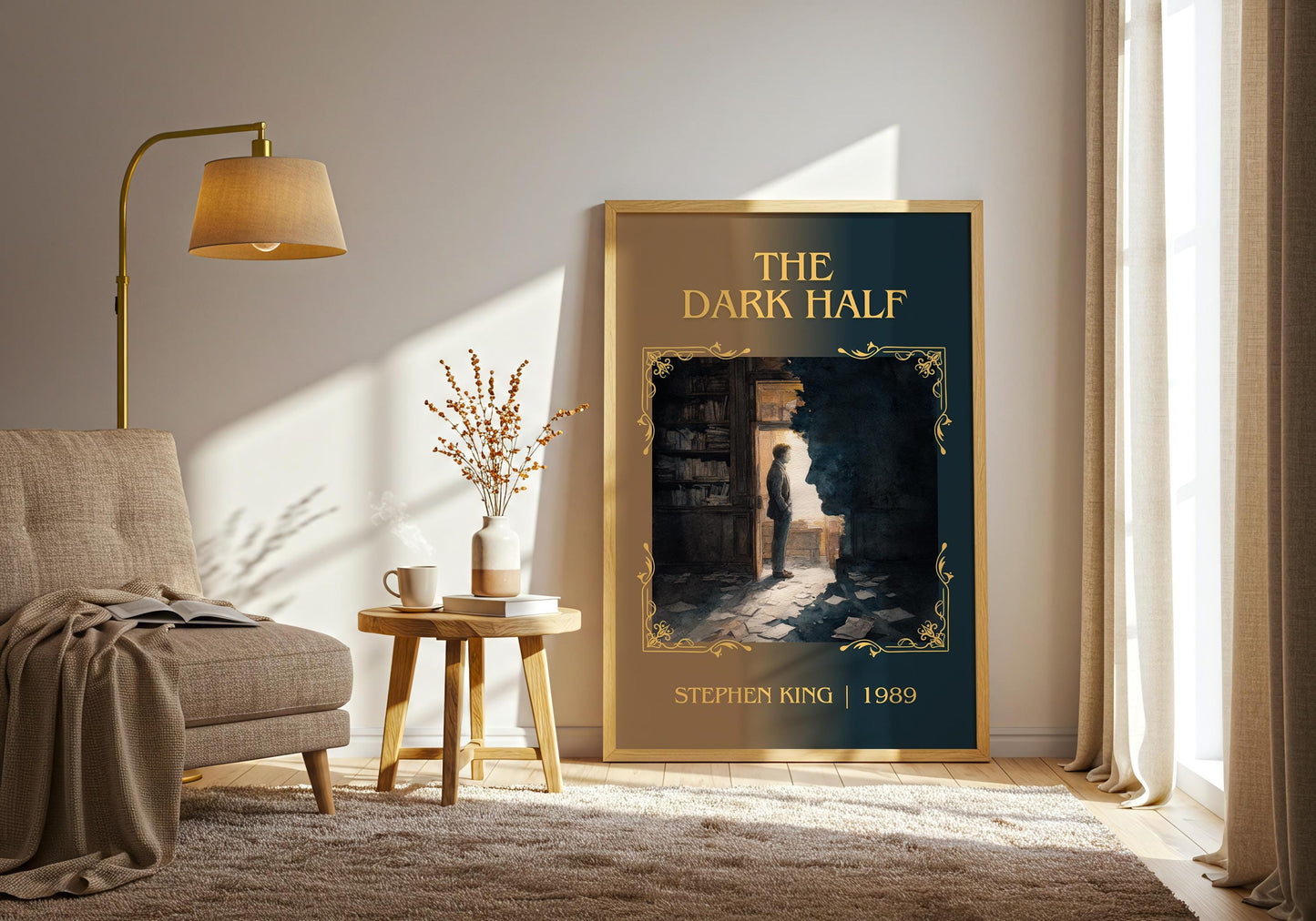 The Dark Half by Stephen King Descriptive Poster Print.Free Delivery Wall Art Author&Blurb Book Artwork Novel Wall Poster