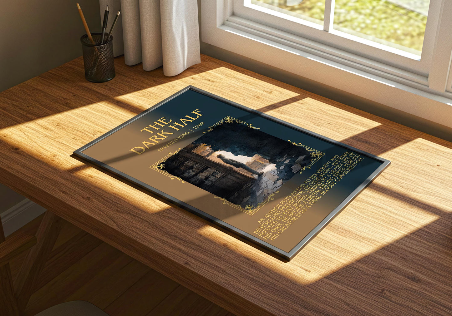 The Dark Half by Stephen King Descriptive Poster Print.Free Delivery Wall Art Author&Blurb Book Artwork Novel Wall Poster