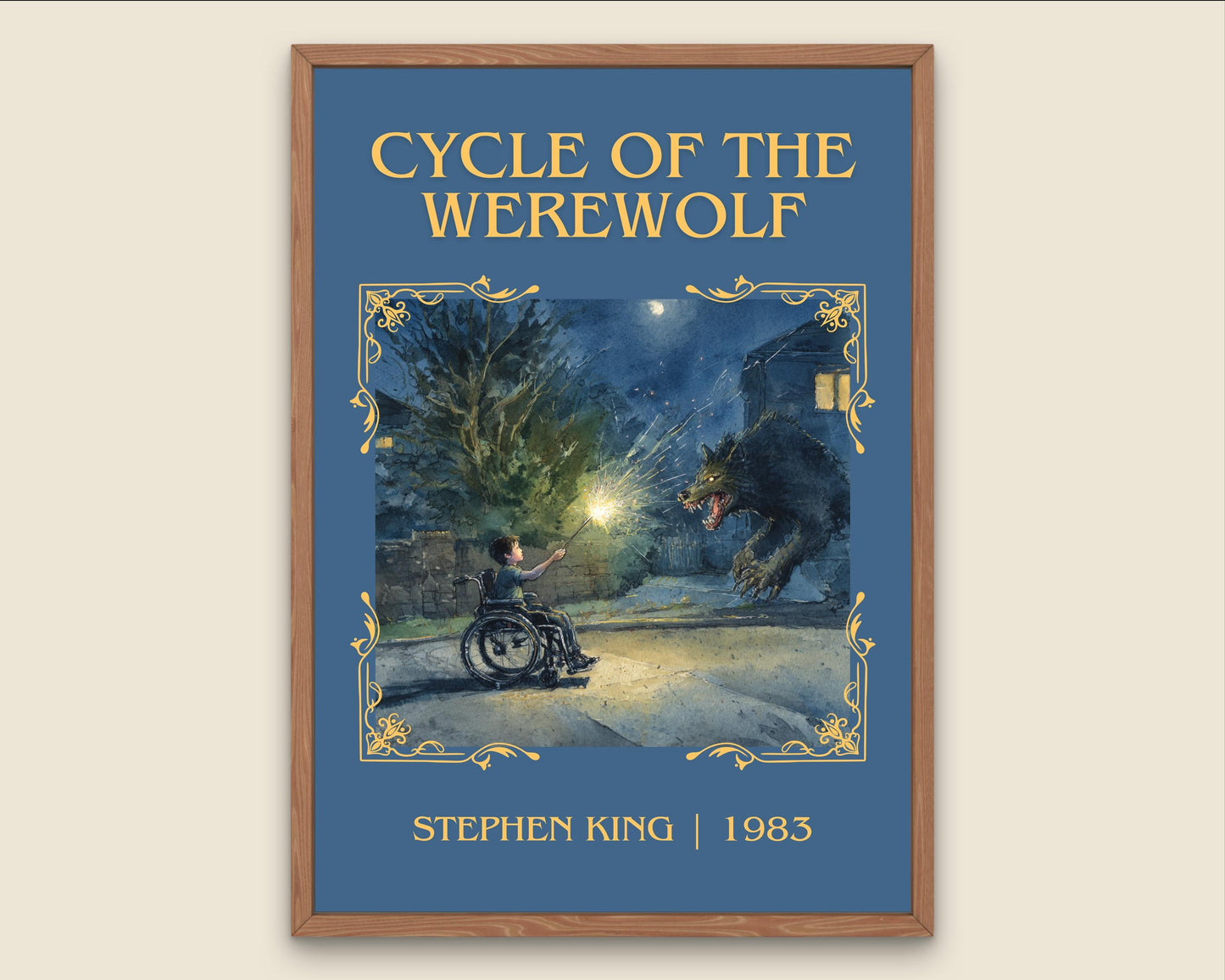 Cycle Of The Werewolf by Stephen King Descriptive, High Quality Poster Print.Free Delivery Wall Art. Author&Blurb Book Artwork Novel Nook