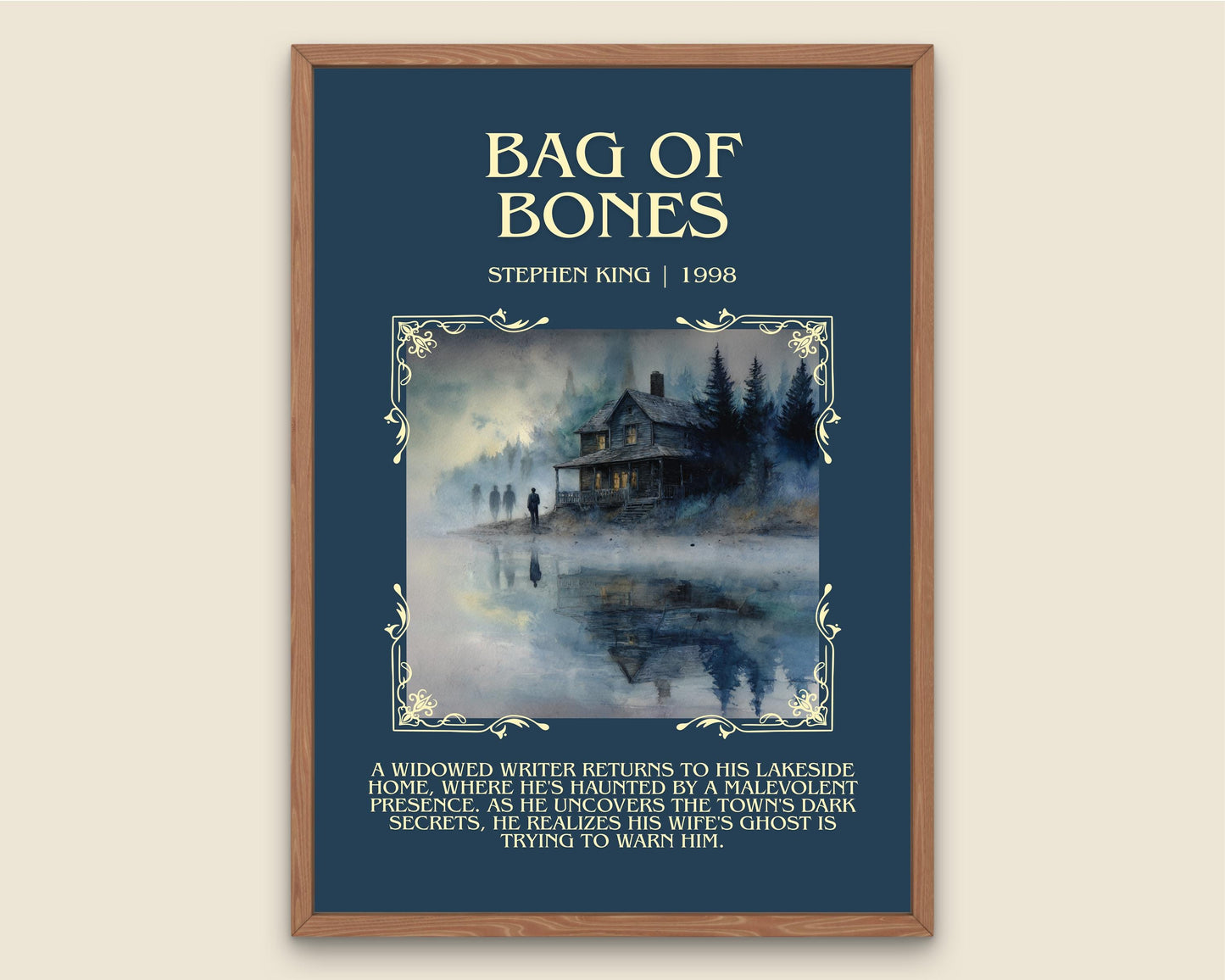 Bag Of Bones by Stephen King Descriptive Poster Print.Free Delivery Wall Art Author&Blurb Book Artwork Novel Poster Minimalist