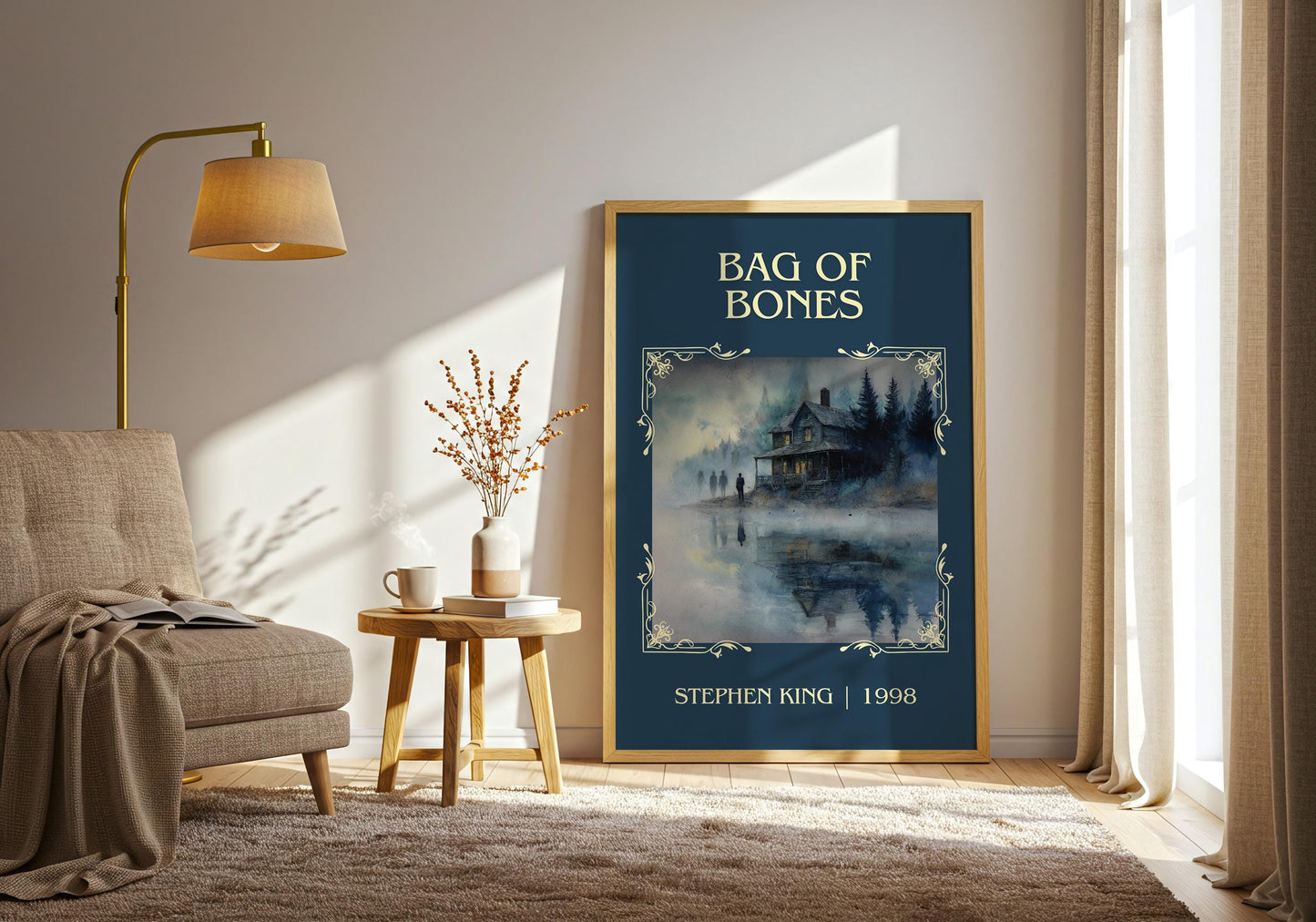 Bag Of Bones by Stephen King Descriptive Poster Print.Free Delivery Wall Art Author&Blurb Book Artwork Novel Poster Minimalist