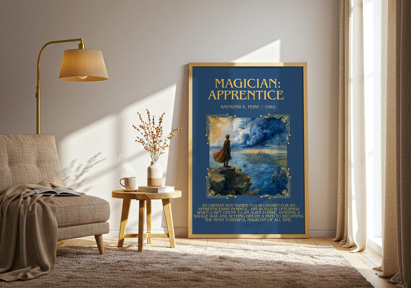Magician: Apprentice by Raymond E.Feist Descriptive Poster Print.Free Delivery Wall Art Author&Blurb Book Artwork Novel Poster