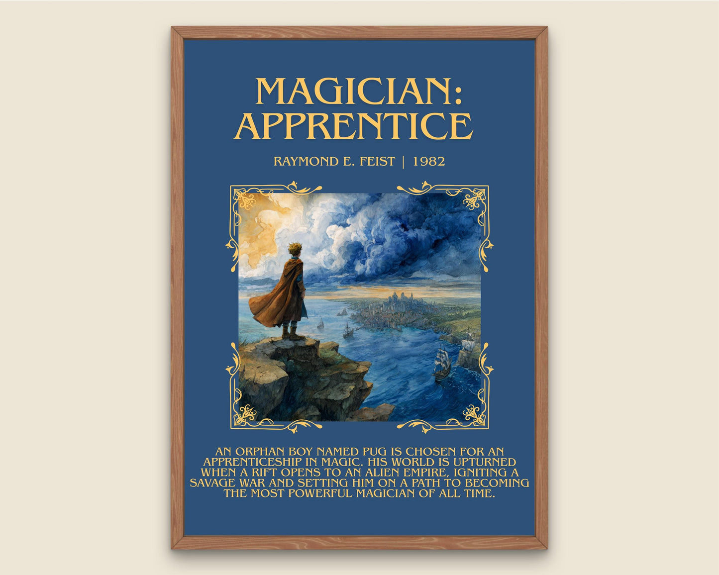 Magician: Apprentice by Raymond E.Feist Descriptive Poster Print.Free Delivery Wall Art Author&Blurb Book Artwork Novel Poster