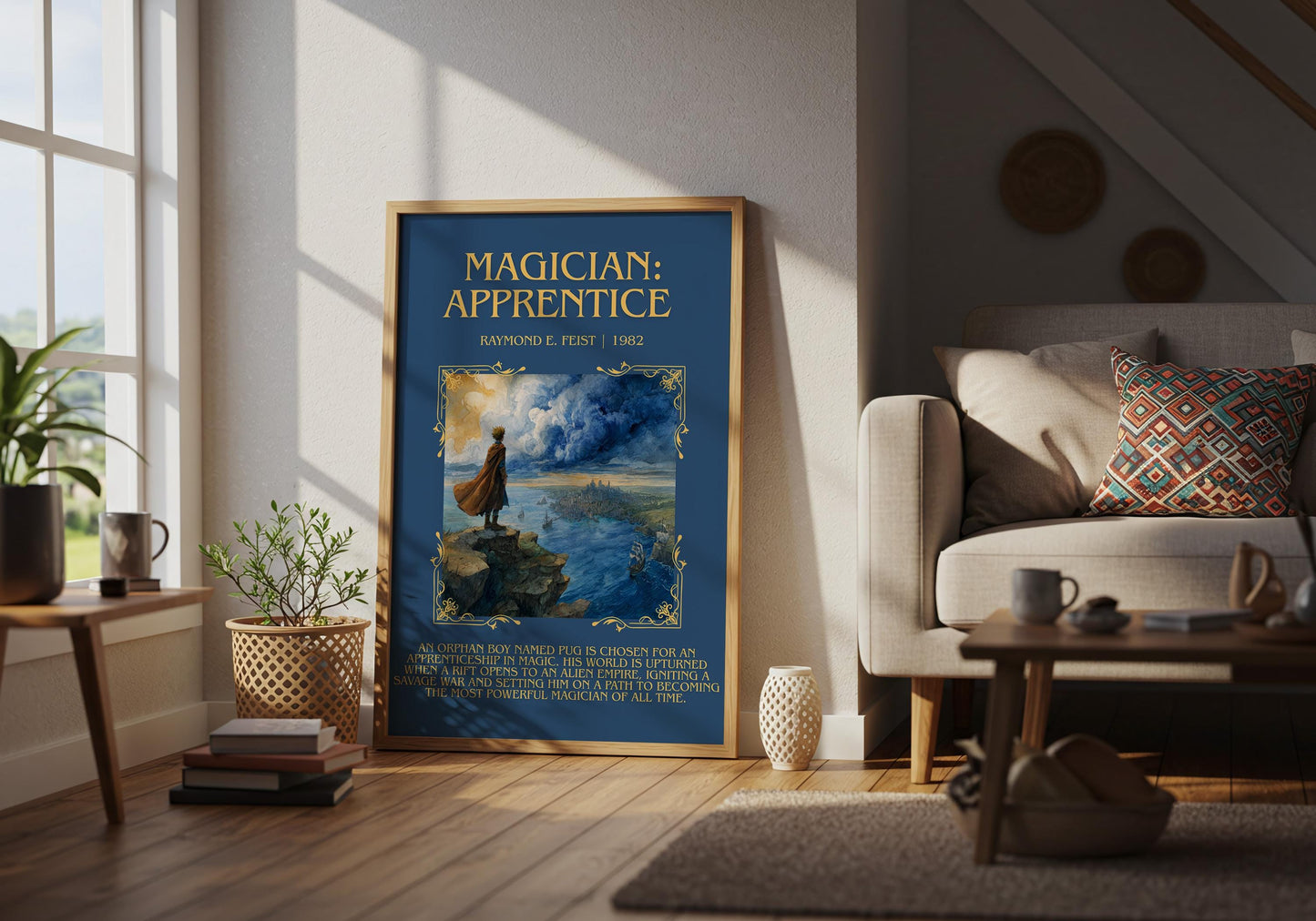 Magician: Apprentice by Raymond E.Feist Descriptive Poster Print.Free Delivery Wall Art Author&Blurb Book Artwork Novel Poster