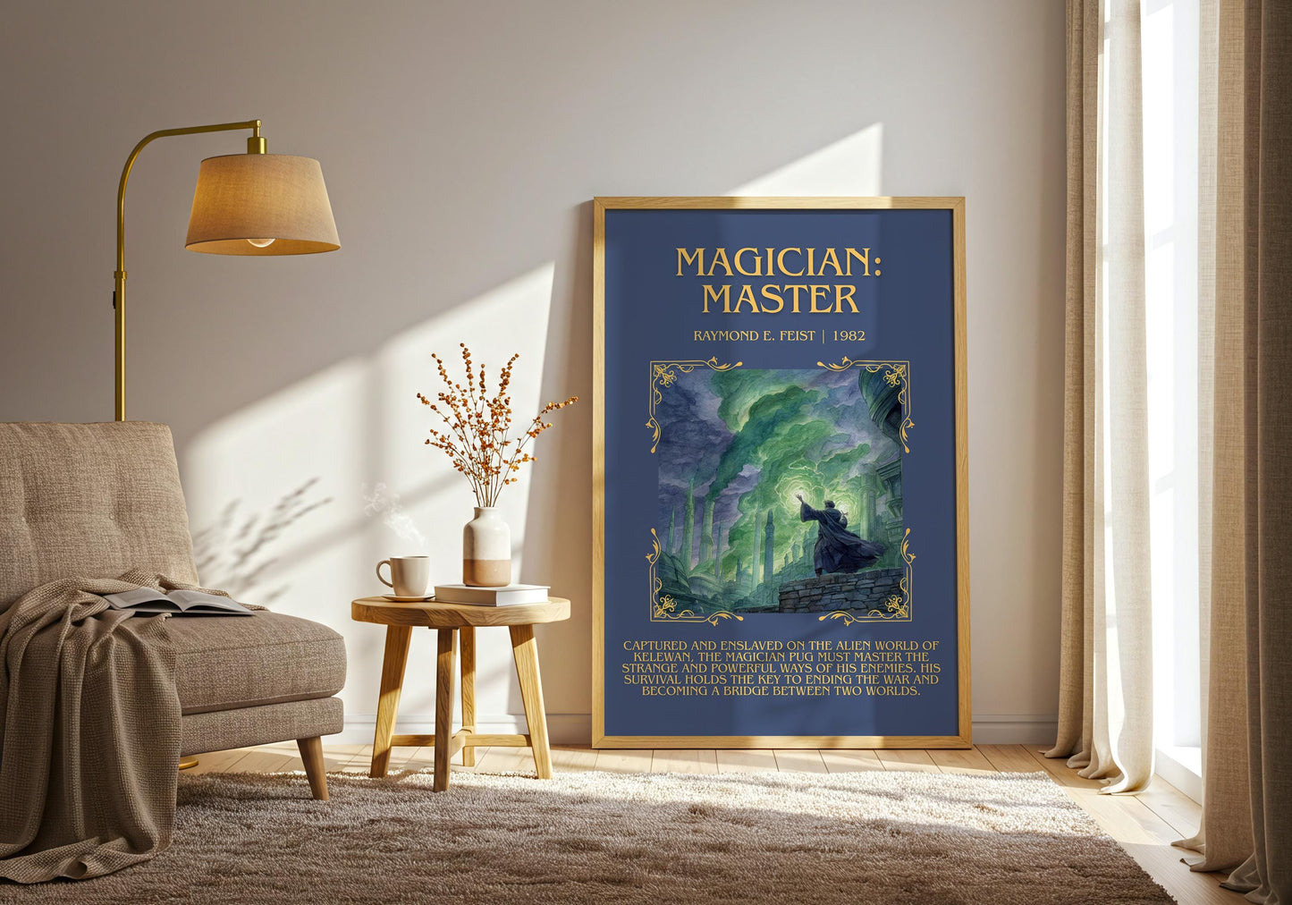 Magician: Master by Raymond E.Feist Descriptive Poster Print.Free Delivery Wall Art Author&Blurb Book Artwork Novel Poster
