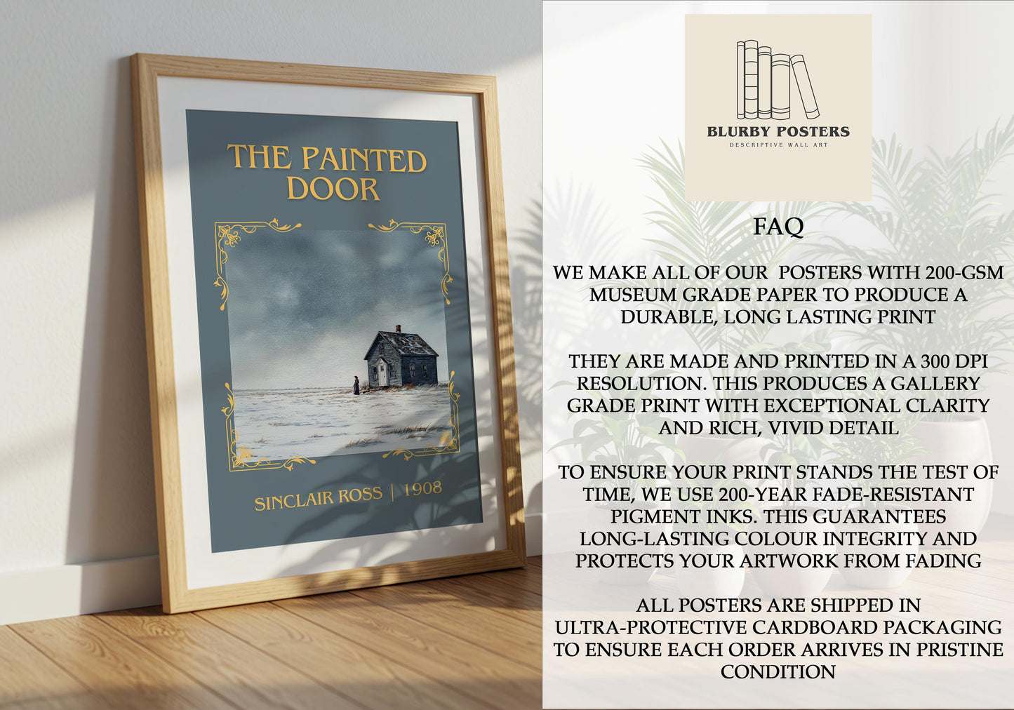 The Painted Door by Sinclair Ross Descriptive Poster Print.Free Delivery Wall Art Author&Blurb Book Artwork Novel Poster