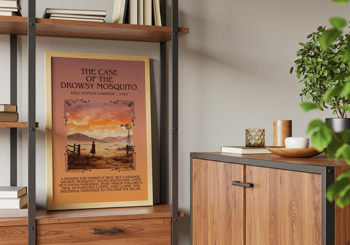 The Case Of The Drowsy Mosquito by Erle Stanley Gardner Descriptive Poster Print.Free Delivery Wall Art Author&Blurb Book Artwork Novel