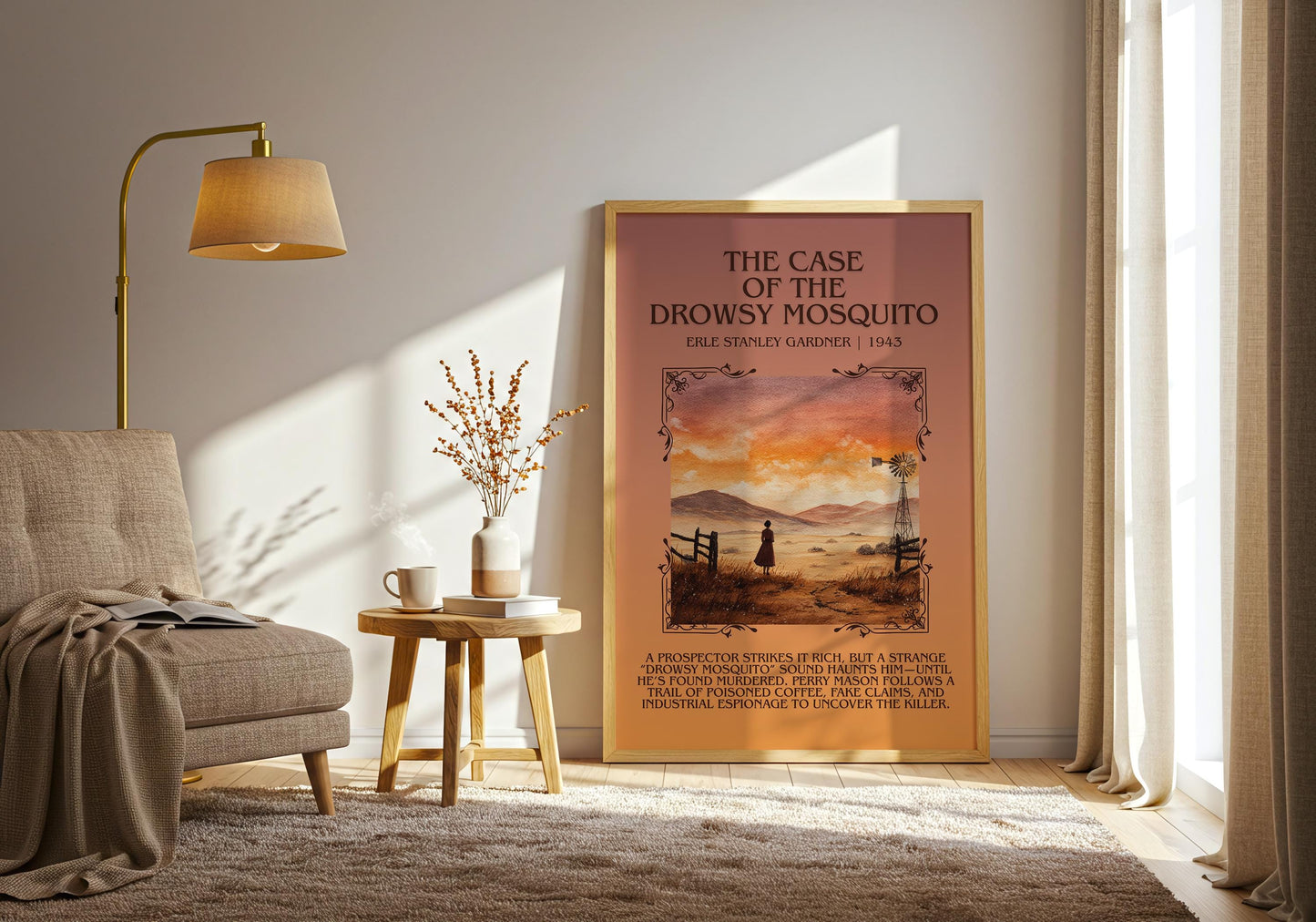 The Case Of The Drowsy Mosquito by Erle Stanley Gardner Descriptive Poster Print.Free Delivery Wall Art Author&Blurb Book Artwork Novel