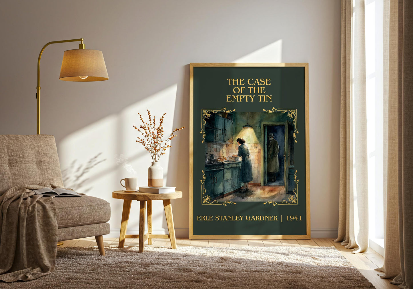 The Case Of The Empty Tin by Erle Stanley Gardner Descriptive Poster Print.Free Delivery Wall Art Author&Blurb Book Artwork Novel