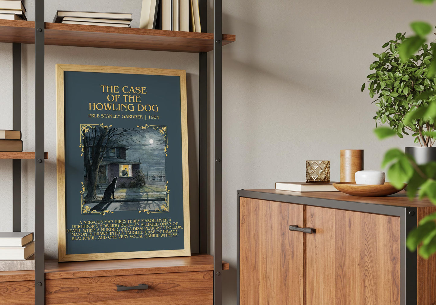 The Case Of The Howling Dog by Erle Stanley Gardner Descriptive Poster Print.Free Delivery Wall Art Author&Blurb Book Artwork Novel