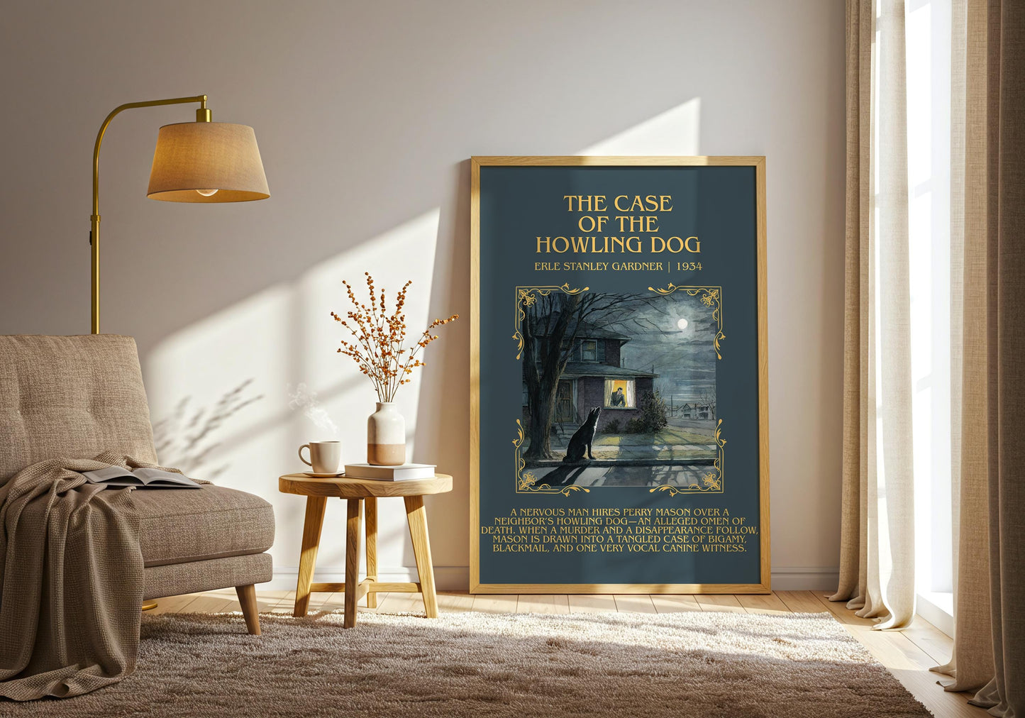 The Case Of The Howling Dog by Erle Stanley Gardner Descriptive Poster Print.Free Delivery Wall Art Author&Blurb Book Artwork Novel
