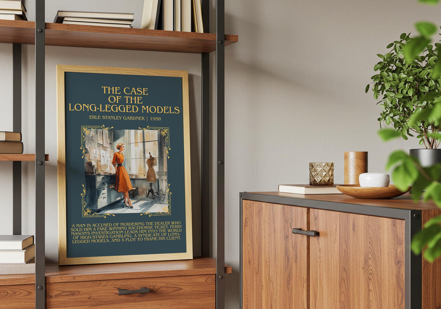 The Case Of The Long-legged Model by Erle Stanley Gardner Descriptive Poster Print.Free Delivery Wall Art Author&Blurb Book Artwork Novel
