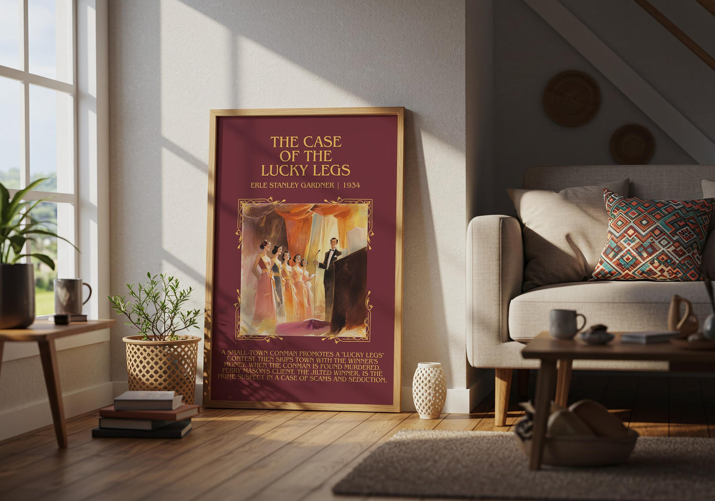 The Case Of The Lucky Legs by Erle Stanley Gardner Descriptive Poster Print.Free Delivery Wall Art Author&Blurb Book Artwork Novel