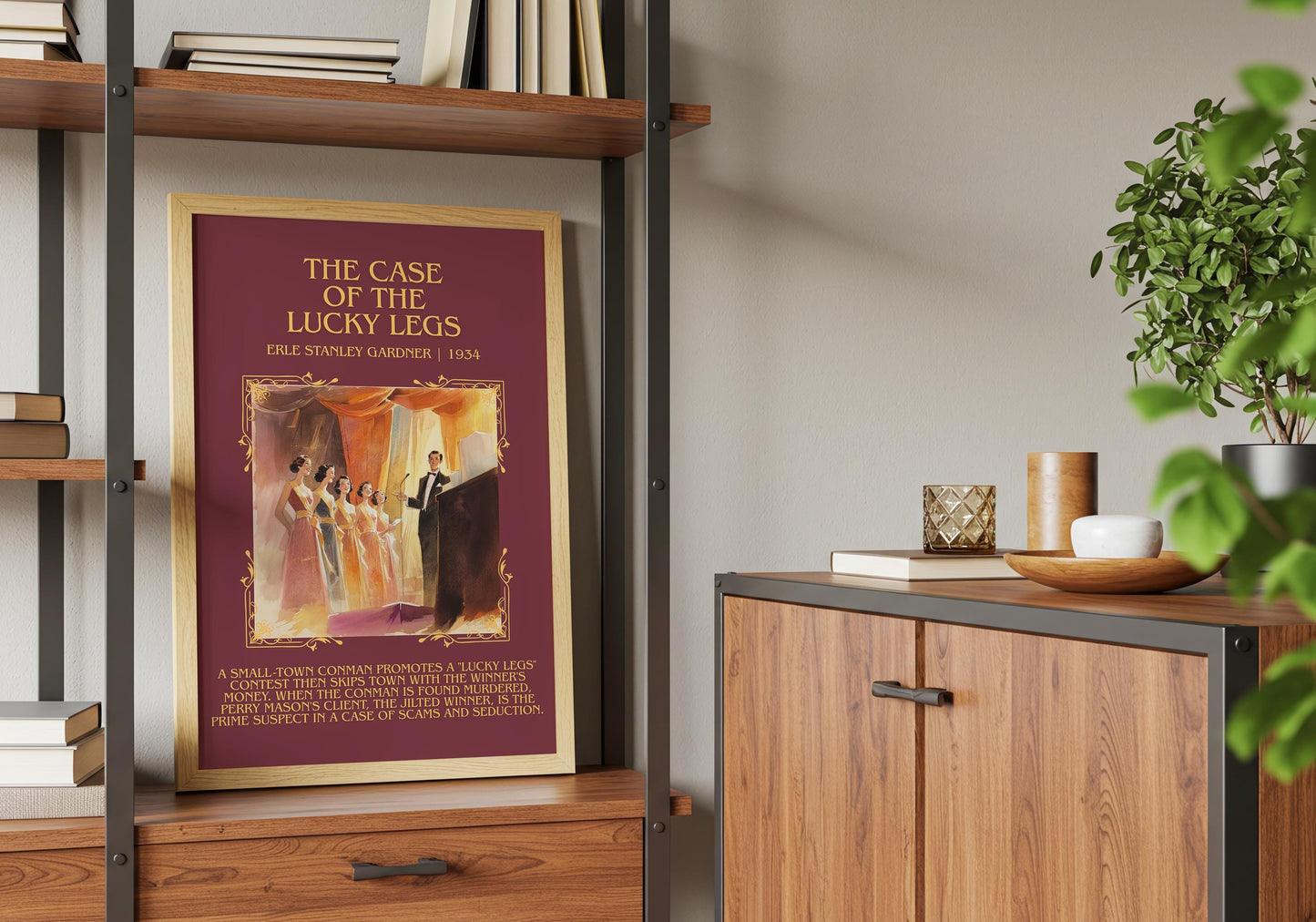 The Case Of The Lucky Legs by Erle Stanley Gardner Descriptive Poster Print.Free Delivery Wall Art Author&Blurb Book Artwork Novel