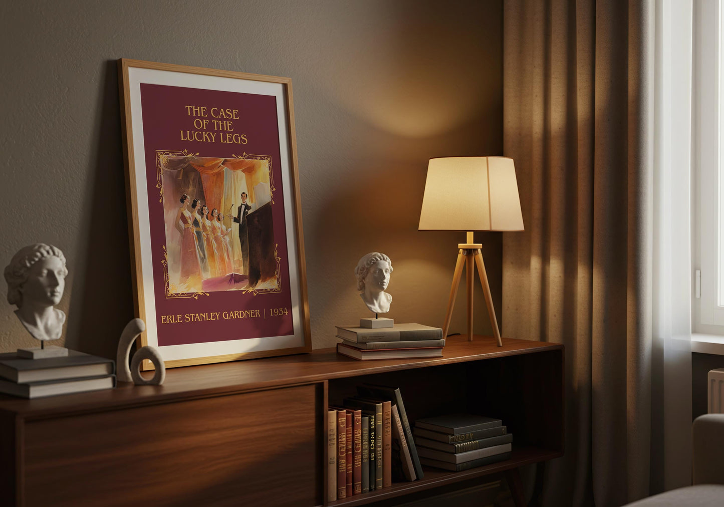 The Case Of The Lucky Legs by Erle Stanley Gardner Descriptive Poster Print.Free Delivery Wall Art Author&Blurb Book Artwork Novel