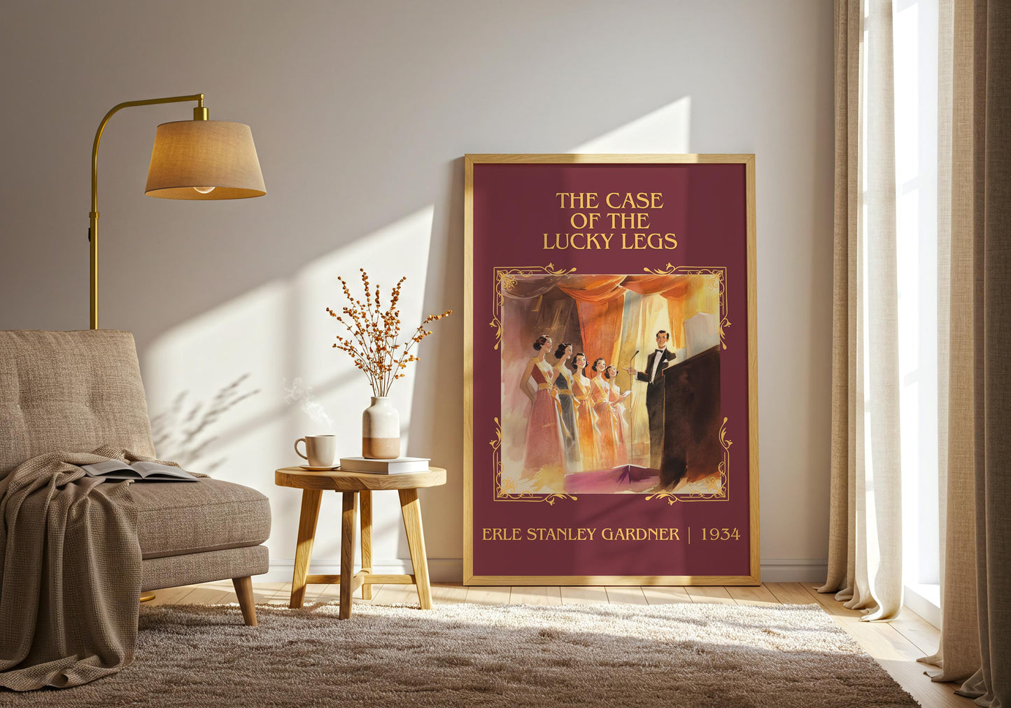 The Case Of The Lucky Legs by Erle Stanley Gardner Descriptive Poster Print.Free Delivery Wall Art Author&Blurb Book Artwork Novel