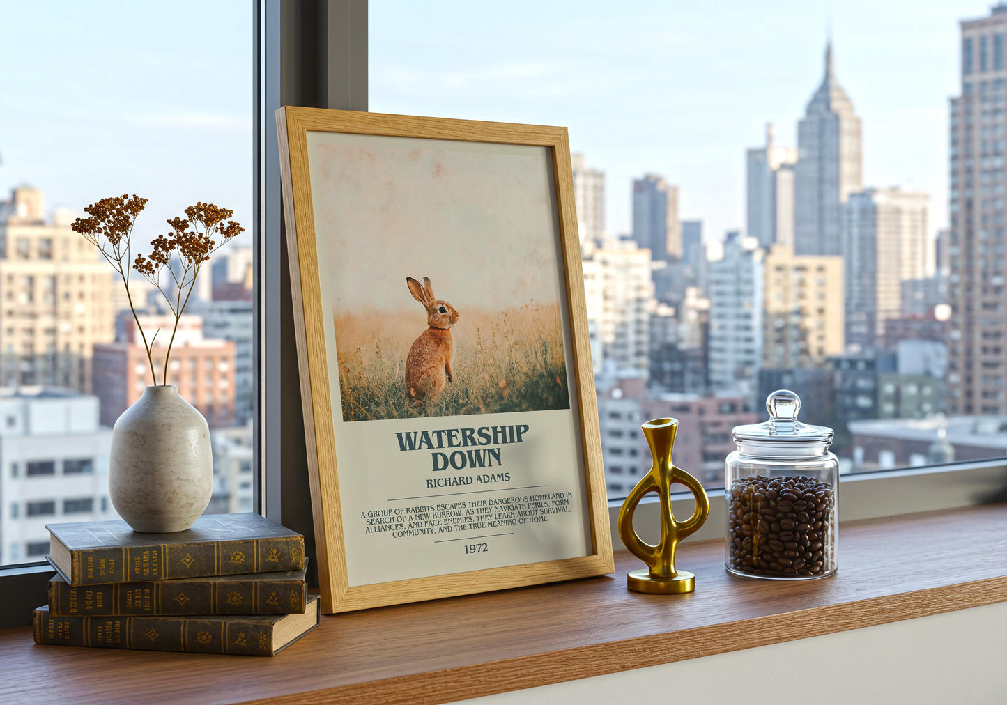 Watership Down by Richard Adams Descriptive Poster Print. Free Delivery Wall Art Author & Blurb Book Artwork Novel Modern Poster Gift