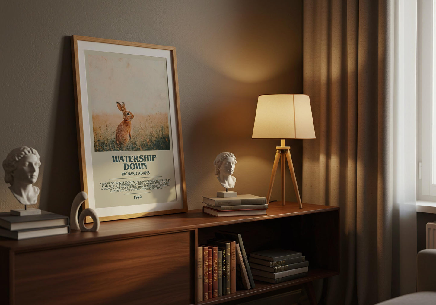 Watership Down by Richard Adams Descriptive Poster Print. Free Delivery Wall Art Author & Blurb Book Artwork Novel Modern Poster Gift