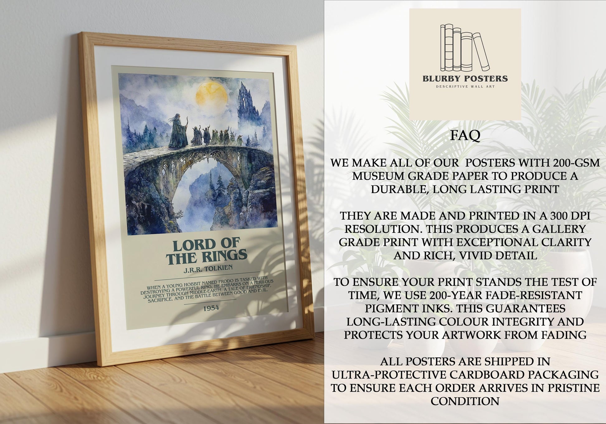 Lord Of The Rings by J.R.R. Tolkien | Descriptive Book Poster | Modern