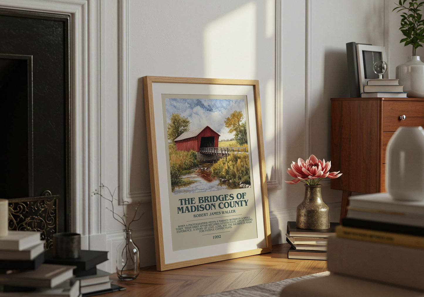 The Bridges Of Madison County by Robert James Waller Poster Print. Free Delivery Wall Art Author & Blurb Book Artwork Novel Modern Poster