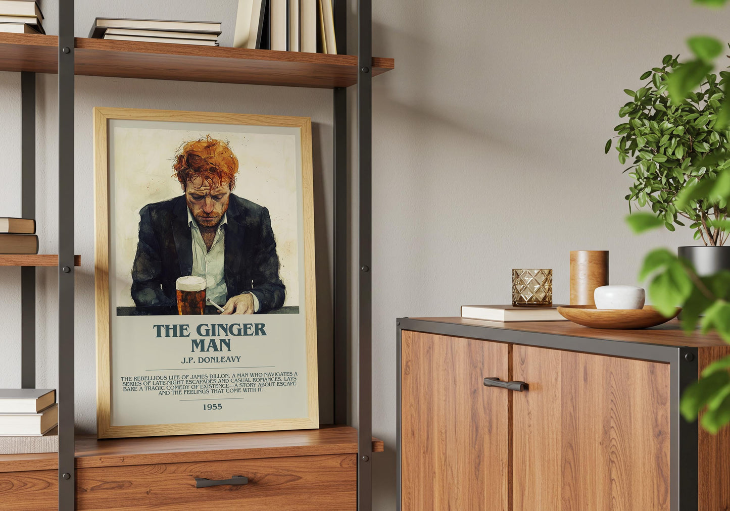 The Ginger Man by J.P. Donleavy Descriptive Poster Print. Free Delivery Wall Art Author & Blurb Book Artwork Novel Modern Poster Gift