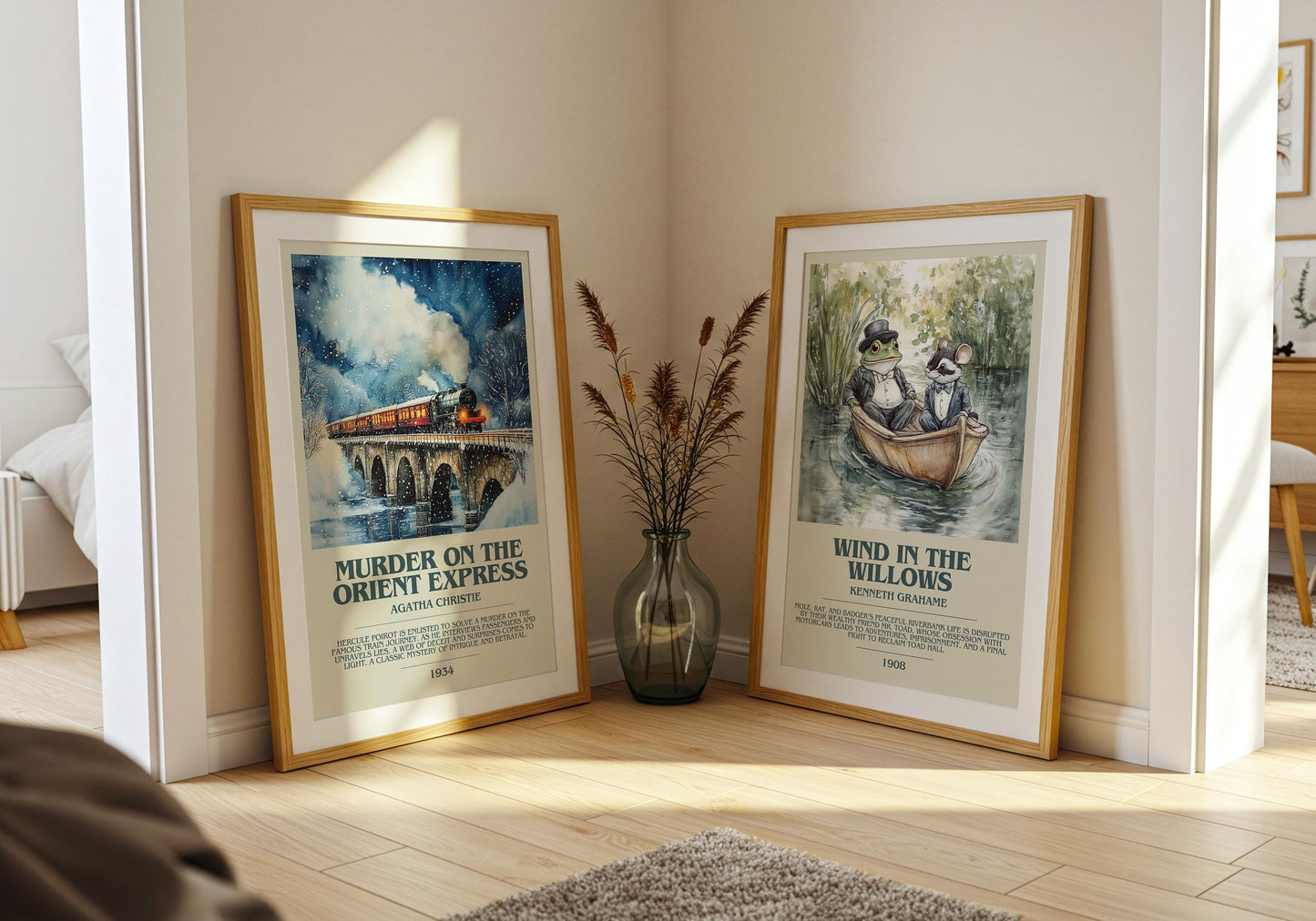 Murder On The Orient Express by Agatha Christie Descriptive Poster Print. Free Delivery Wall Art Author & Blurb Book Artwork Novel Modern