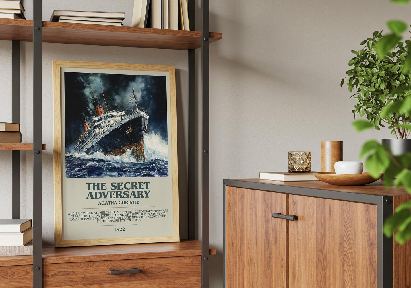 The Secret Adversary by Agatha Christie Descriptive Poster Print. Free Delivery Wall Art Author & Blurb Book Artwork Novel Modern Gift