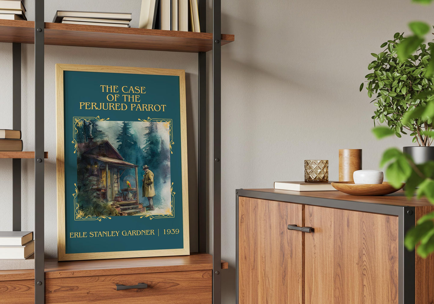 The Case Of The Perjured Parrot by Erle Stanley Gardner Descriptive Poster Print.Free Delivery Wall Art Author&Blurb Book Artwork Novel