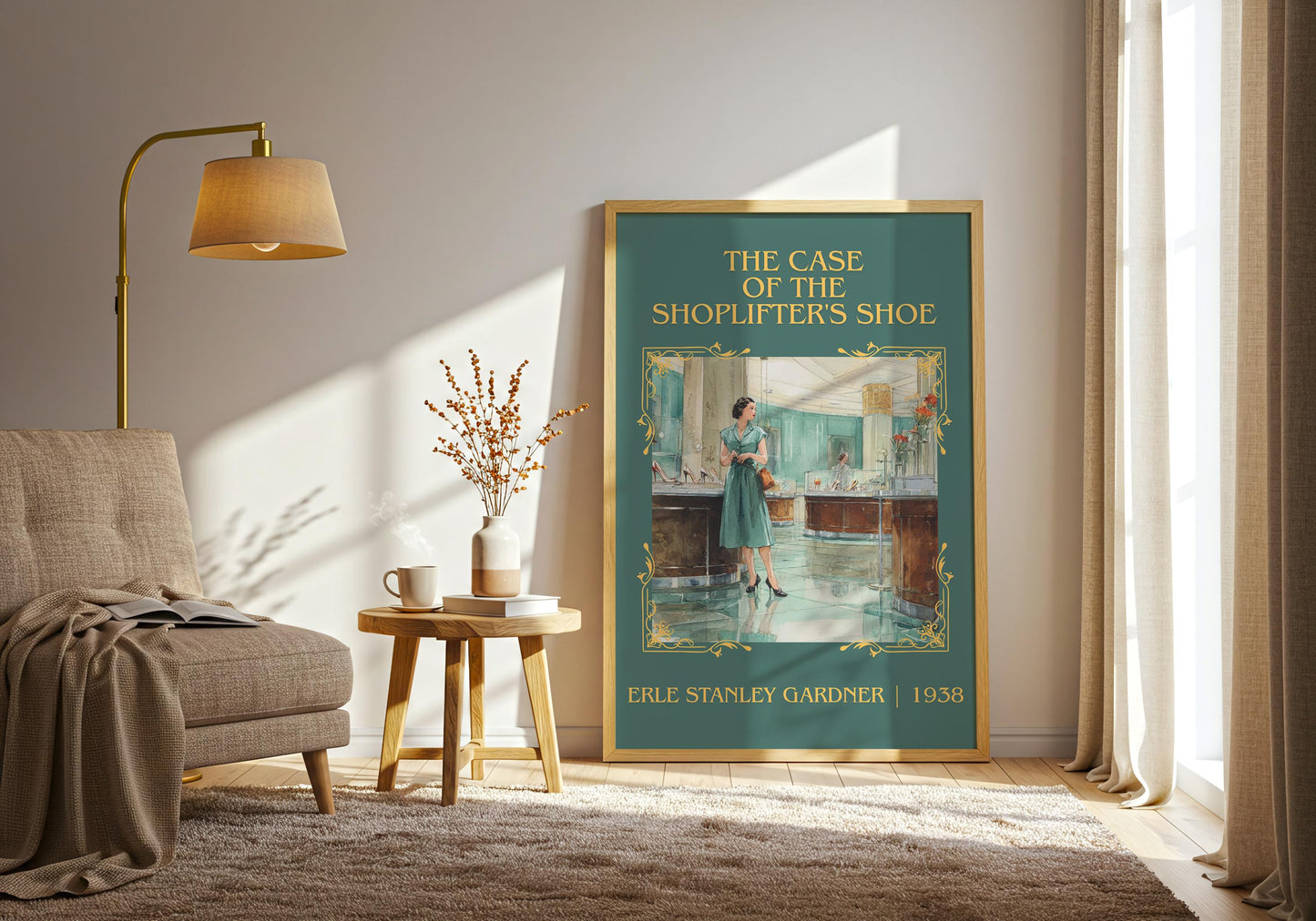 The Case Of The Shoplifter's Shoe by Erle Stanley Gardner Descriptive Poster Print.Free Delivery Wall Art Author&Blurb Book Artwork Novel