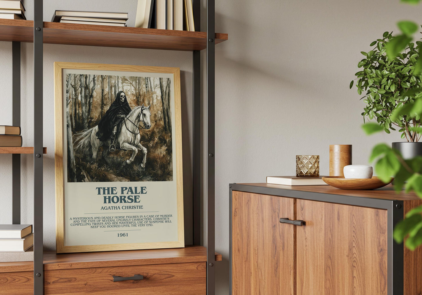 The Pale Horse by Agatha Christie Descriptive Poster Print. Free Delivery Wall Art Author & Blurb Book Artwork Novel Modern Gift