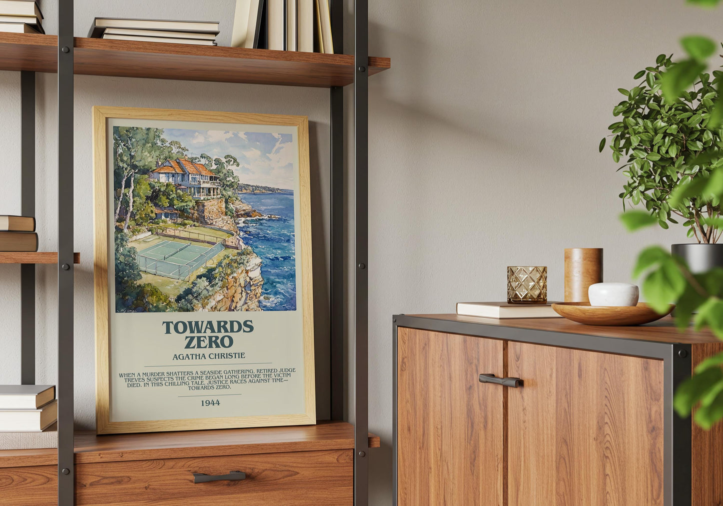 Towards Zero by Agatha Christie Descriptive Poster Print. Free Delivery Wall Art Author & Blurb Book Artwork Novel Modern Gift