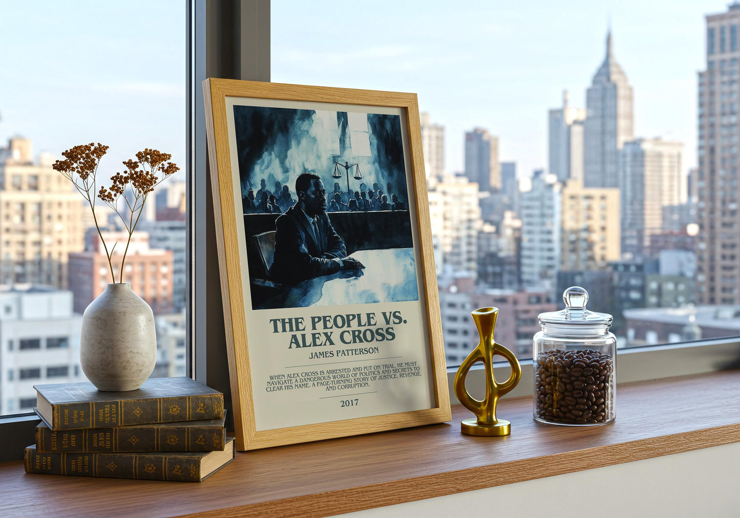 The People vs Alex Cross by James Patterson Descriptive Poster Print. Free Delivery Wall Art Author & Blurb Book Artwork Novel Modern