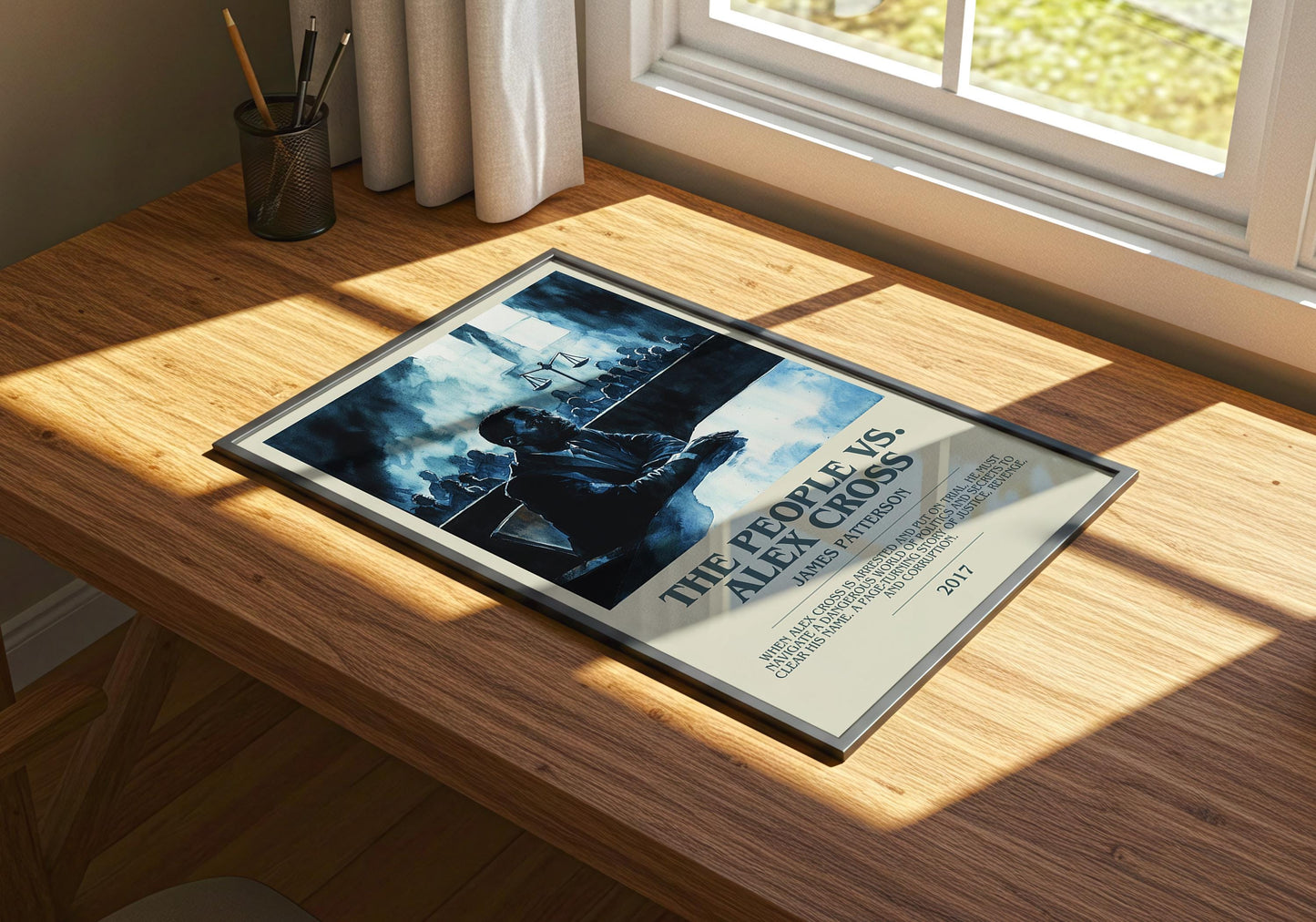 The People vs Alex Cross by James Patterson Descriptive Poster Print. Free Delivery Wall Art Author & Blurb Book Artwork Novel Modern