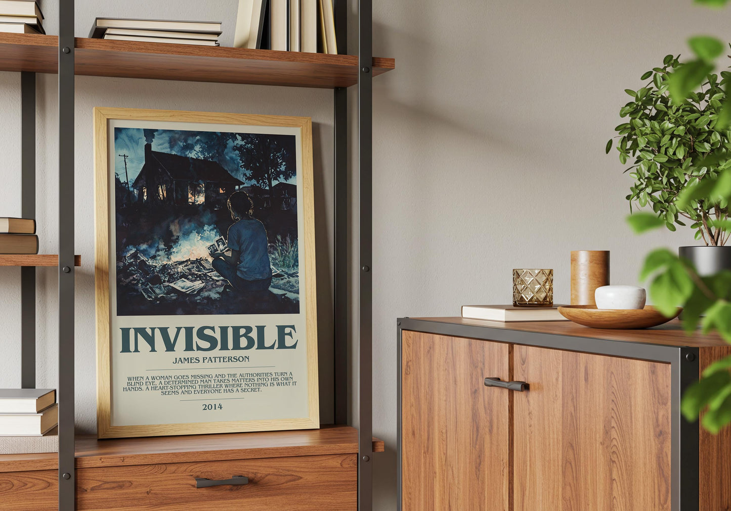 Invisible by James Patterson Descriptive Poster Print. Free Delivery Wall Art Author & Blurb Book Artwork Novel Modern
