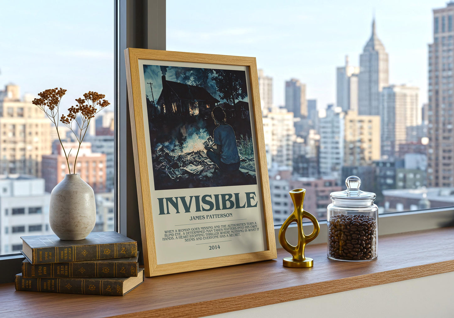 Invisible by James Patterson Descriptive Poster Print. Free Delivery Wall Art Author & Blurb Book Artwork Novel Modern
