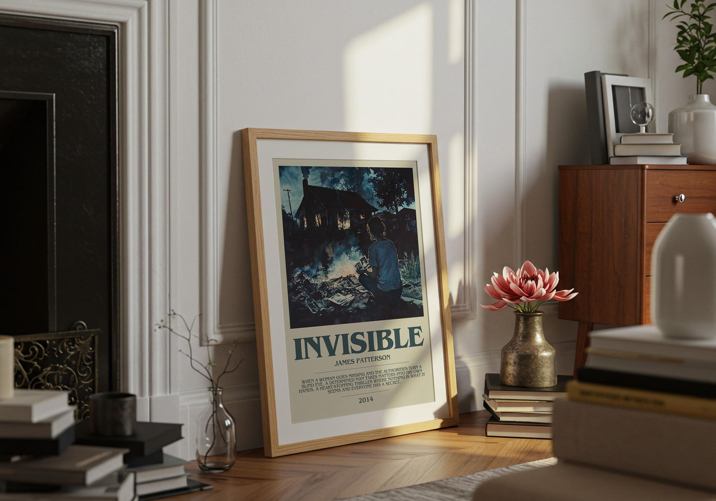 Invisible by James Patterson Descriptive Poster Print. Free Delivery Wall Art Author & Blurb Book Artwork Novel Modern