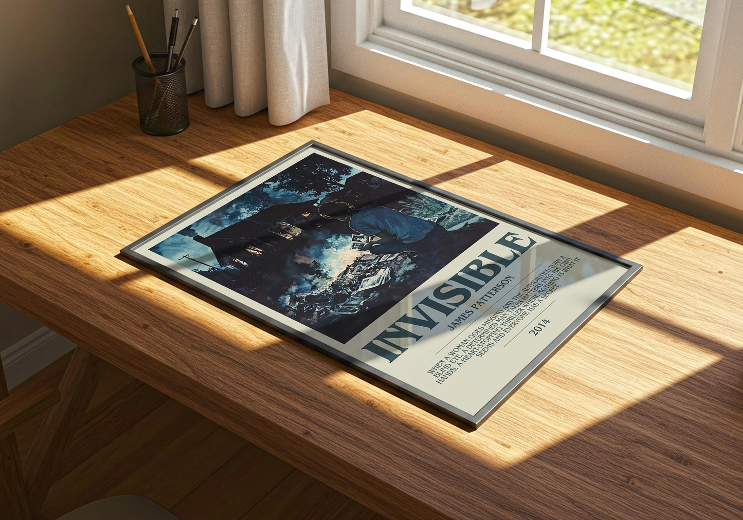 Invisible by James Patterson Descriptive Poster Print. Free Delivery Wall Art Author & Blurb Book Artwork Novel Modern