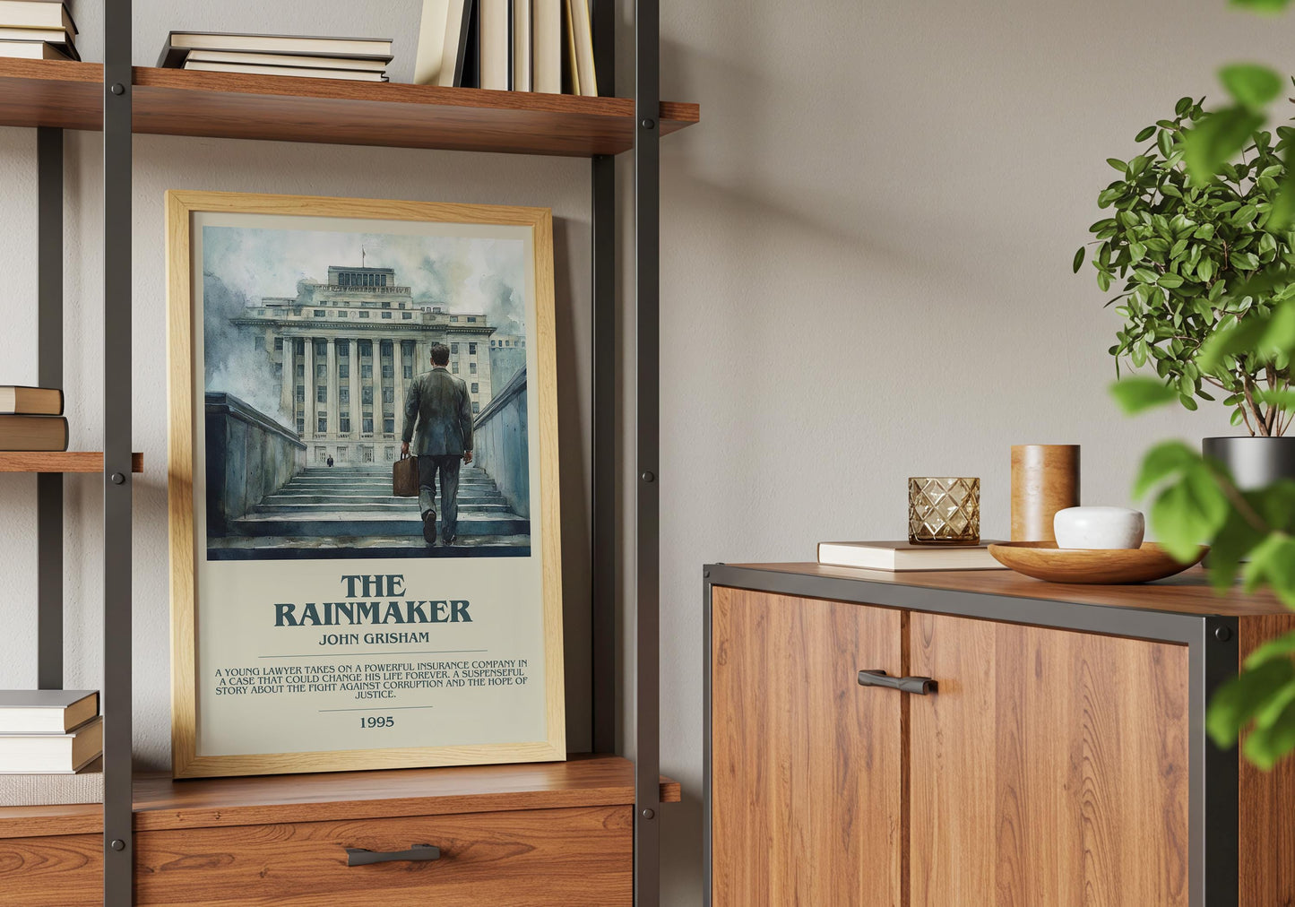 The Rainmaker by John Grisham Descriptive Poster Print. Free Delivery Wall Art Author & Blurb Book Artwork Novel Modern Gift