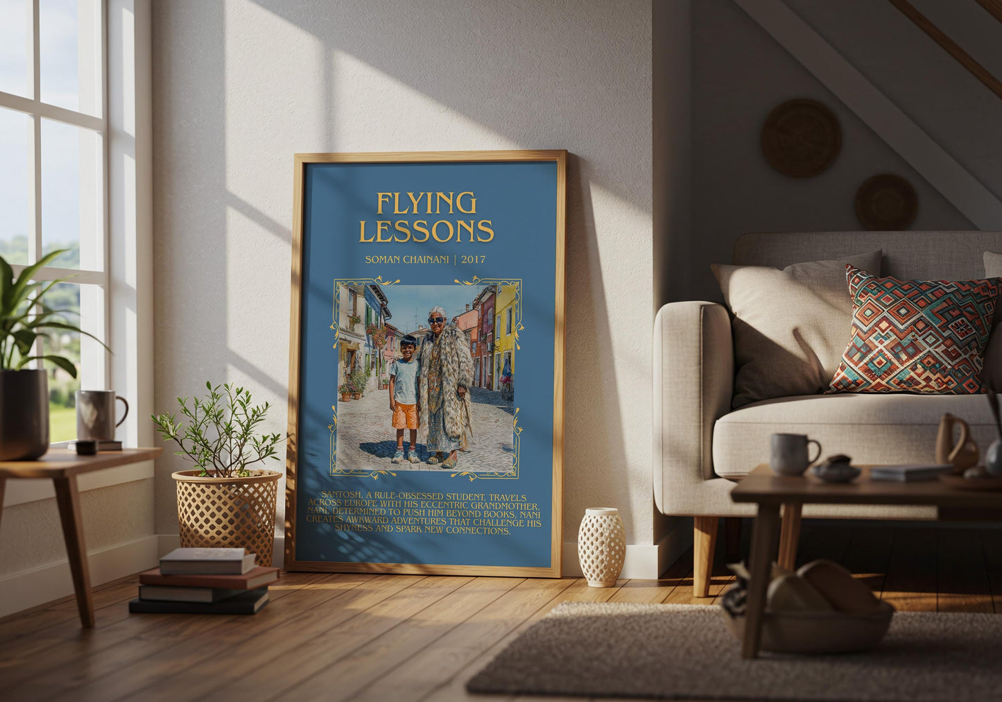 Flying Lessons by Soman Chainani Descriptive Poster Print.Free Delivery Wall Art Author&Blurb Book Artwork Novel Poster
